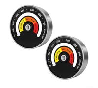 Zoegneer Lot de 2 thermomètres magnétiques pour four à bois, cheminée, poêle avec boîtier en acier inoxydable et alliage d'aluminium, capteur bimétallique de haute précision, température de 48 à 370 °
