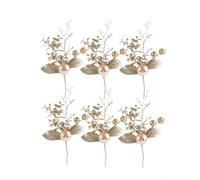 Zoegneer Lot de 6 tiges de baies de Noël réalistes - Rouge, blanc et doré - Baies artificielles pour arrangement floral, décoration de maison, vacances - Branches en plastique flexible (E)