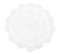 Zoegneer Nappe ronde en dentelle de coton crochetée vintage pour table à manger, café, boutique, librairie, accessoires photo, décoration d'intérieur (40 cm, blanc)