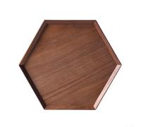 Zoegneer Palette en bois massif fonctionnelle et en noyer noir à l'intérieur plateau hexagonal biseauté (26 cm)