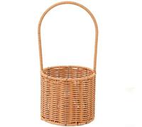 Zoegneer Panier de fleurs en rotin tissé à la main en plastique marron naturel avec poignée pour décoration d'intérieur, mariage, pique-nique, Pâques, arrangement floral, rangement de fruits, jardin