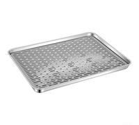 Zoegneer Plateau à thé rectangulaire en acier inoxydable 304 avec grille amovible en polypropylène - Multifonction - Pour un usage domestique ou commercial - Argenté