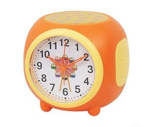 Zoegneer Réveil à projection d'étoiles avec mouvement silencieux, lumières LED colorées, 6 mélodies, 5 sons naturels pour chambre d'enfant, voyage, compact, 11 x 11 x 10 cm, violet (orange)