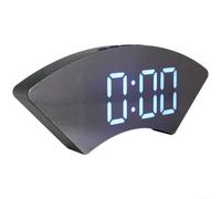 Zoegneer Réveil miroir LED en forme d'éventail avec affichage de la température 12 heures 24 h Format Snooze Luminosité réglable Calendrier USB et piles Plastique pour cheminée ou étagère M (Blanc)