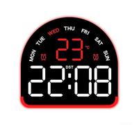 Zoegneer Réveil numérique LED avec affichage de la température et de l'humidité - Lumière ambiante réglable - Double fonction d'alarme - Affichage du jour de la semaine et de la date - Mode veille