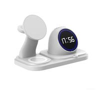 Zoegneer Station de charge sans fil pour montre iPhone avec alignement magnétique 15 W - Charge rapide - Réveil RVB - Haut-parleur intégré - Entrée PD QC intégrée - Blanc