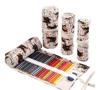 Zoegneer Trousse en toile élégante pour ranger vos stylos, crayons et marqueurs en un seul endroit, Chat porte-bonheur 36 trous
