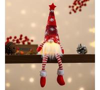 Zoegneer Veilleuse de Noël nain de Noël sans visage en peluche à longues jambes pour table intérieure ou cheminée, lueur d'ambiance douce pour décoration d'intérieur
