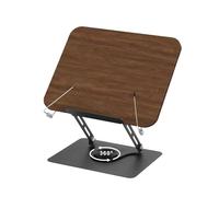 Zoelele Support de Livre pour Lecture, Pliable Porte Livre en Bois avec Base Rotative à 360°, Réglable en Hauteur, avec Clips élastiques pour Pages, pour iPad, Tablette, Recettes, Partitions (01)