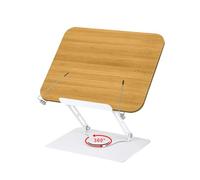 Zoelele Support de Livre pour Lecture, Pliable Porte Livre en Bois avec Base Rotative à 360°, Réglable en Hauteur, avec Clips élastiques pour Pages, pour iPad, Tablette, Recettes, Partitions (02)