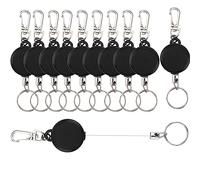 ZOENHOU Lot de 10 porte-clés rétractables, câble métallique rétractable, porte-clés extensible, bobine rétractable pour clé, carte d'identité, cordon rétractable, fil en acier inoxydable de 60 cm
