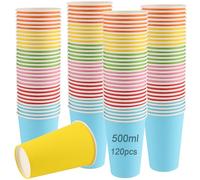 ZOENHOU Lot de 120 gobelets en papier multicolores de 500 ml pour projets de bricolage, fêtes, mariages et événements - 6 couleurs