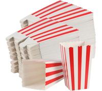 ZOENHOU Lot de 120 sachets à pop-corn rayés rouges et blancs - Petites boîtes à pop-corn - Mini boîtes à collation - En carton - Pour bonbons, pop-corn, fête, cinéma, Pâques, fête d'anniversaire