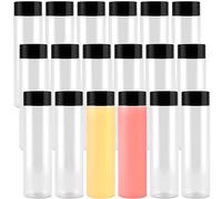 ZOENHOU Lot de 18 bouteilles de jus vides en plastique transparent de 550 ml avec couvercles noirs, bouteilles de boisson en PET avec bouchons pour eau