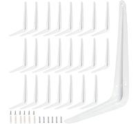 ZOENHOU Lot de 20 équerres d'étagère blanches de 20,3 x 25,4 cm, support en L robuste avec 120 vis et 60 tubes d'extension, équerre murale en métal pour étagères murales à suspendre