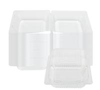 ZOENHOU Lot de 200 boîtes à tranches de gâteau, 13 cm, carrées, individuelles, avec couvercle, en plastique transparent, pour desserts, salade, sandwich, fromage