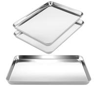 ZOENHOU Lot de 3 plaques de cuisson 40 x 30 cm en acier inoxydable avec bord de 2,5 cm de hauteur, plaques de cuisson pour rôtir gâteaux, pizzas, passent au lave-vaisselle