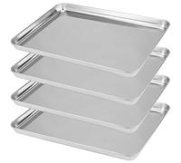 ZOENHOU Lot de 4 plaques de cuisson rectangulaires en acier inoxydable - Grande plaque de cuisson professionnelle anti-adhésive - 40,6 x 30,5 x 2,5 cm
