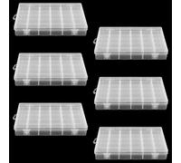 ZOENHOU Lot de 6 Boîtes de Rangement en plastique transparent, avec 36 Compartiments Ajustables, pour bijoux, Perles, boucles d'oreilles, hameçons de pêche, petits accessoires
