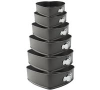 ZOENHOU Lot de 6 moules à gâteau en forme de cœur, 17,8 cm, 20,3 cm, 21,6 cm, 22,9 cm, 25,4 cm, 27,9 cm, moule à charnière en forme de cœur, moule à gâteau rond étanche, fond amovible