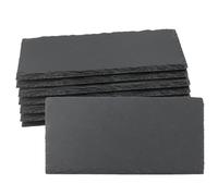 ZOENHOU Lot de 8 Assiettes en Ardoise,pour Plateau Apéritif, Plateau Fromage, Charcuterie ou Dessert, Assiettes de Présentation et Service, Set de Table, 25 x 12 cm, Noir