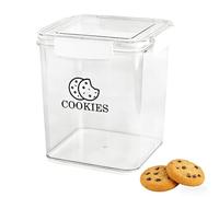 ZoeQide Boite a biscuit transparent, Biscuit Tin avec couvercle hermétique et quatre clips de fermeture, boite a biscotte avec motif, idéale pour le rangement des biscuits et des snacks à la maison