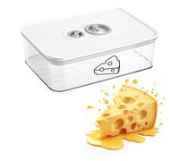 ZoeQide Boîte à fromage avec couvercle 1250 ml - Boîte à fromage plate pour réfrigérateur avec minuterie, hermétique et empilable, sans BPA, adaptée au refroidissement, facile à nettoyer