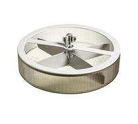 ZoeQide Boîte à goûter ronde de 26 cm - Plateau de service en plastique avec couvercle et fonction rotative - Organisateur de collation avec 4 compartiments pour chips, noix, fruits - Boîte de