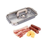 ZoeQide Boite Inox Saucisse Frigo, Rangement Jambon avec Couvercle 29cm | Couvercle visible et format plat pour ranger jambon, bacon, fromage ou saucisse sans mélanger les portions au frigo fixe