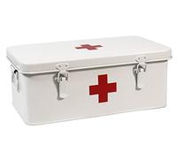 ZoeQide Boite Pharmacie,Boite Pharmacie Rangement,Armoire Pharmacie en Métal,Liberale Premiers Secours,Boîte de Rangement Avec Couvercle,Pour Rangement de Médicaments, 33 x 18 x 13 cm - Blanc