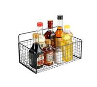 ZoeQide Étagère suspendue en métal - 1 pièce - Noir - Panier mural sans perçage - Panier de rangement pour cuisine, salle de bain, garde-manger, chambre à coucher, armoire - Panier métallique