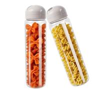 ZoeQide Lot de 2 récipients à spaghetti - 1,4 l - En verre borosilicate - Avec couvercle hermétique et doseur - Récipient haut en verre pour pâtes, spaghettis, pâtes, cuisine - Transparent