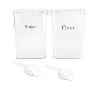 ZoeQide Lot de 2 récipients à sucre, 5 l, sans BPA, hermétiques, empilables, transparents, pour farine, sucre, céréales, ingrédients de pâtisserie, aliments