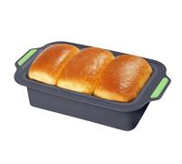 ZoeQide Moule à cake en silicone anti-adhésif, avec poignées, pour gâteaux, toasts, bananes, sans BPA, passe au lave-vaisselle, passe au four, noir et vert