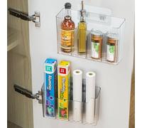 ZoeQide Organisateur Murale Transparent Rangement Sous Evier Cuisine, 2 Bacs de Stockage pour Espaces Étroits - Meuble Van Aménagé, Idéal Film Plastique, Papier Alu et Accessoires Salle de Bain