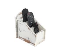 ZoeQide Range Telecommande Bois 3 Compartiments, Porte Telecommande Blanc | Porte télécommande shabby chic à trois cases ouvertes, format stable pour salon, table basse, meuble TV ou chevet chez soi