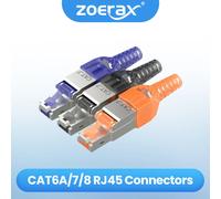 ZoeRax 10 connecteurs RJ45 Cat8 Cat7 Cat6a, fiches de terminaison Ethernet blindées en alliage de Zinc sans outil pour câbles SFTP 23AWG Blue