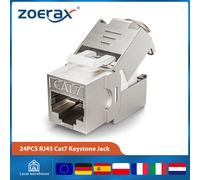 ZoeRax 24 pièces blindé RJ45 Cat7 Cat6a Keystone Jack STP coupleur sans outil Type adaptateur de Module en alliage de Zinc coupleur réseau 10GB Cat7