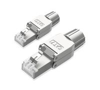 ZOERAX Lot de 2 fiches RJ45, fiche réseau Cat7, fiche réseau sans outil - En alliage de zinc blindé - Connecteur LAN pour câbles Cat7/Cat6A à 23AWG S/FTP (fil massif)