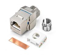 ZOERAX Lot de 6 prises Keystone blindées RJ45 Cat8 | Prise jack 40 Gbit/s 180 degrés facile sans outil, 22 AWG-24 AWG, adaptateur LAN blindé 2000 MHz 40 G S/FTP