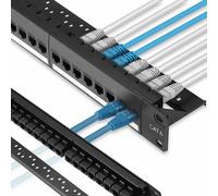 ZoeRax Patch Panel 24 ports Cat6 Cat6a Cat7 avec Keystone en ligne 10G, panneau de brassage coupleur RJ45 19 pouces avec barre arrière amovible 24pcs Cat7 Coupler