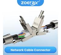 ZoeRaxTool-Free RJ45 Coupler blindé, outil moins d'extension de câble Ethernet PoE + pour câbles réseau Cat7/Cat6a/Cat6, argent CAT6A