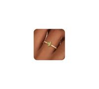 ZOERAY Bague Femme Or Avec Pierre De Naissance Empilable Alliance Plaqué Or | Pierre Naturelle Bagues Plaqués Or 18 Carats,Bague Pouce Phalange Améthyste,Fiançailles Mariage Cadeau Anniversaire de Bijoux