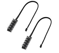 zoerbufan 2 Pack PWM Fan Hub, 4-Pin Fans 5 Voies Tressé Câble d'alimentation de Ventilate, 12V Ordinateur de Bureau CPU/Housing Adapter pour Multiple Power Connector Fans