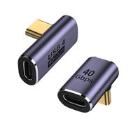 zoerbufan 2 Paquet USB C 90 Degree Adapter, Prolongateur USB C Mâle vers Femelle à Angle Droit 100W, Adaptateur Connecteur USB4 Type C 40Gbps pour Steam Deck, Switch, MacBok Pro/Air, Tablette(T+F)