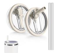 zoerbufan 2 Pièces Stanley Cup Couvercle Étanche, Accessoires pour Gobelet Stanley 40 oz avec Paille, Réutilisables(Blanc Crème)
