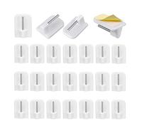 zoerbufan 24 Pack Crochets Autocollants, Crochets de Rideau pour Barres de Rideaux Nettes, sans Perçage, pour Fenêtres Salle de Bain, Cuisine, 2,4 x 1,7 cm