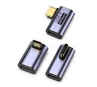 zoerbufan 3 Paquet USB C 90 Degree Adapter, Prolongateur USB C Mâle vers Femelle à Angle Droit 100W, Adaptateur Connecteur USB4 Type C 40Gbps pour Steam Deck, Switch, MacBok Pro/Air, Tablette(L+F+T)