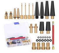 zoerbufan 33 Pièces Embout Pompe Velo Set, Adaptateur de Pompe à Vélo avec Boîte de Rangement, DV SV AV Adaptateur Pompe Velo avec Tuyau de Gonflage pour Vélo, Pompe à Vélo et Compresseurs Pompes