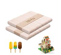 zoerbufan Baguettes en Bois[100 Pcs], Grands Bâtons de Glace en Bois, Spatules en Bois, Bâtons de Bois Bricolage Naturel pour Travaux Manuels, Bricolage, Jardin, Inscription Des Plantes,114 x 10 x 2mm